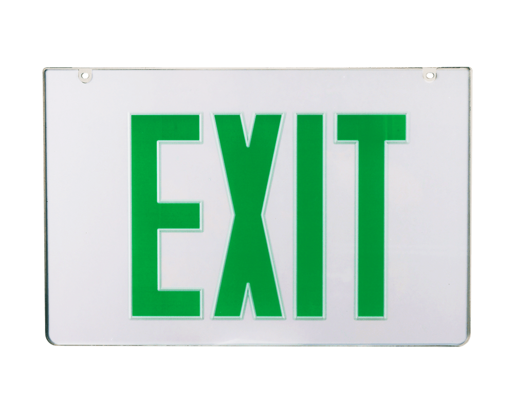 Mirror exit sign acrylic panel