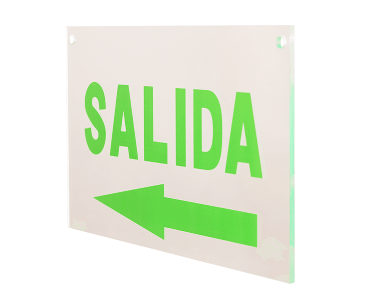 Exit sign acrylic panel salida