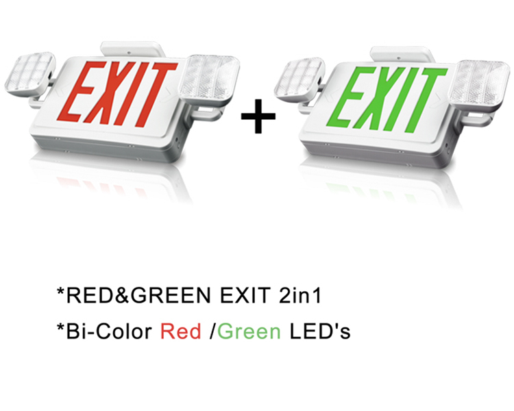 Jlec2bcw-bi-color LED combo emergency exit sign na may mga pinuno ng LED
